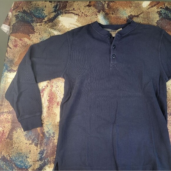 LL Bean Thermal Layer Blue Outdoor Cotton Shirt Long Sleeve Small Regular - Picture 3 of 13